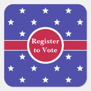 Register to Vote Red Blue White Stars Square Sticker