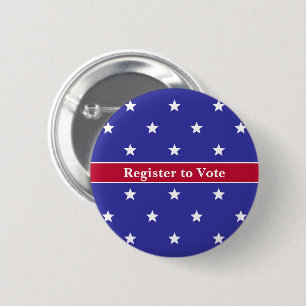 Register to Vote Red White and Blue Star Pattern 6 Cm Round Badge