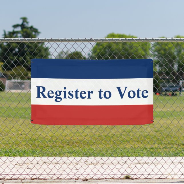 Register to Vote Red White and Blue Stripes Banner (Insitu)