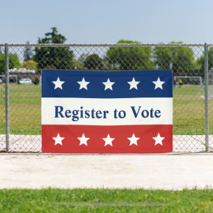 Register to Vote Red White and Blue with Stars Banner