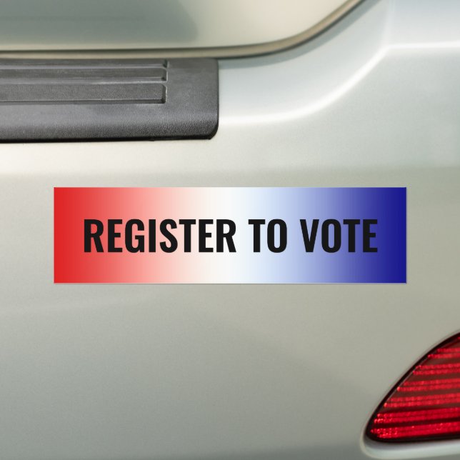 Register to vote red white blue gradient modern bumper sticker (On Car)