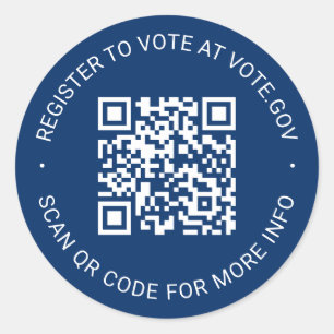 Register to vote scannable QR Code custom navy Classic Round Sticker
