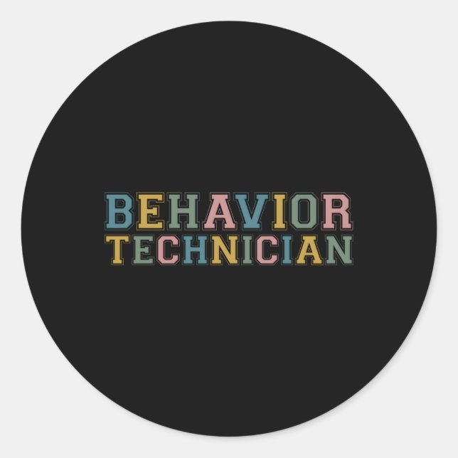 Registered Behaviour Technician Pastel Classic Round Sticker (Front)