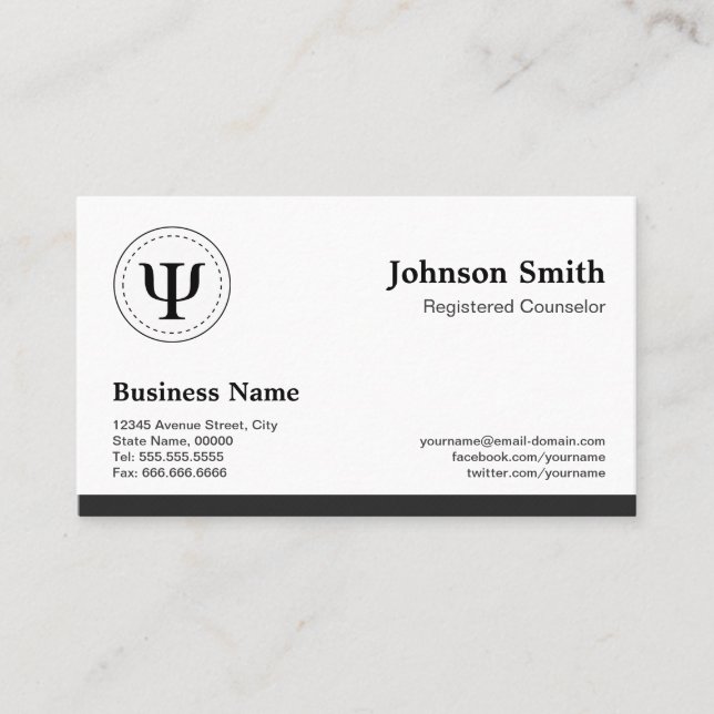 Registered Counsellor - Professional Appointment Card (Front)