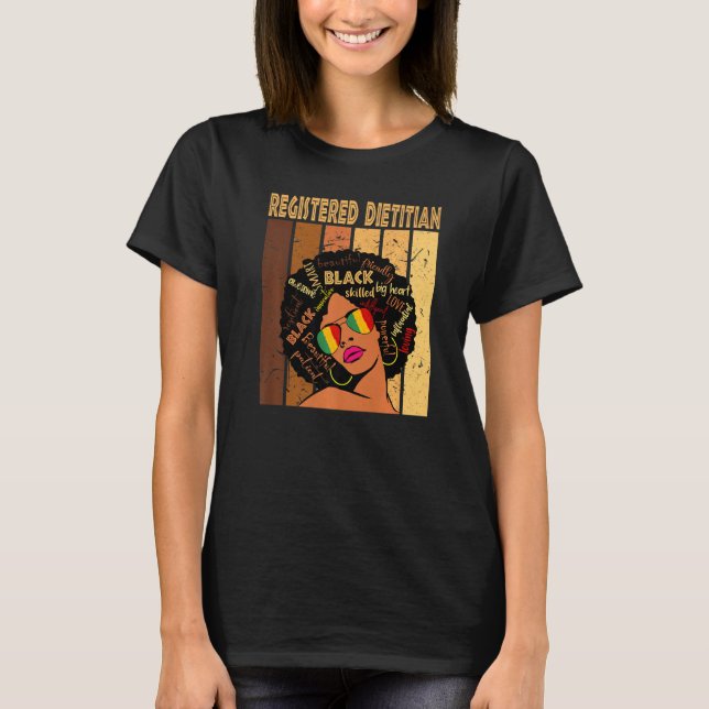 Registered Dietician Afro African Women Black Hist T-Shirt (Front)