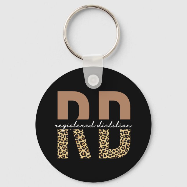 Registered Dietician Cheetah print RD Gifts Key Ring (Front)