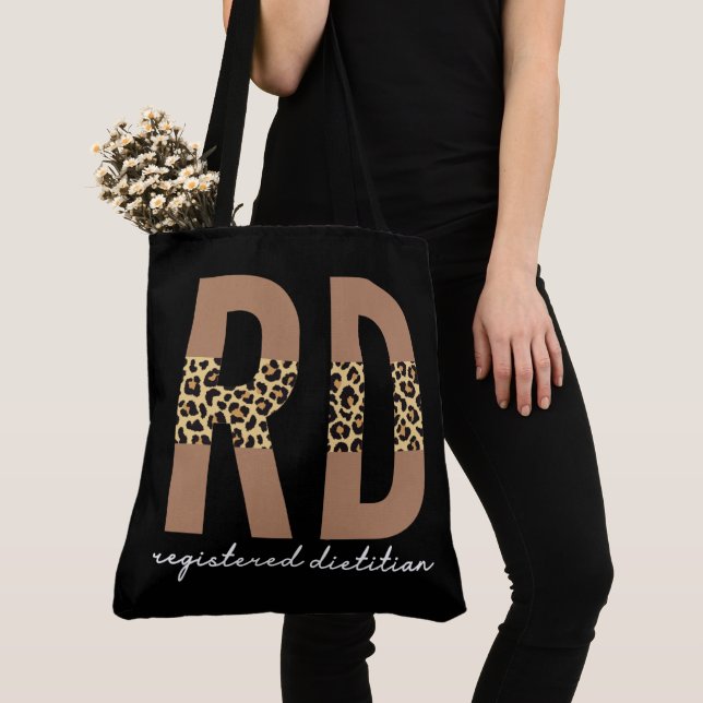 Registered Dietician Cheetah print RD Gifts Tote Bag (Close Up)