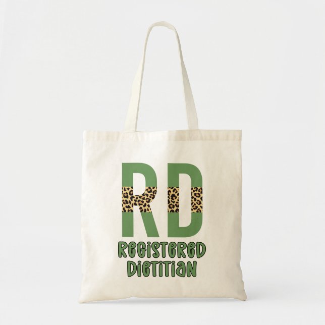Registered Dietician Cheetah print RD Gifts Tote Bag (Front)