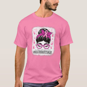 Registered Dietician Messy Bun Women Breast Cancer T-Shirt