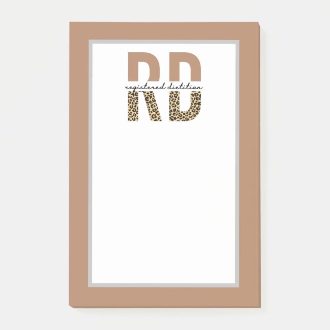 Registered Dietician RD Cheetah Print Typography Post-it Notes (Front)