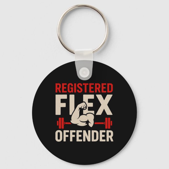 Registered Flex Offender Funny Gym Workout Bodybui Key Ring (Front)