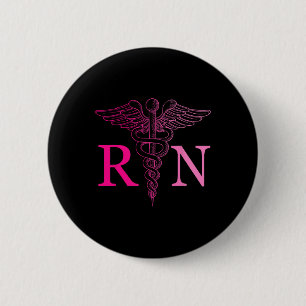 Registered Nurse Appreciation Pink Rn Nursing Tie 6 Cm Round Badge