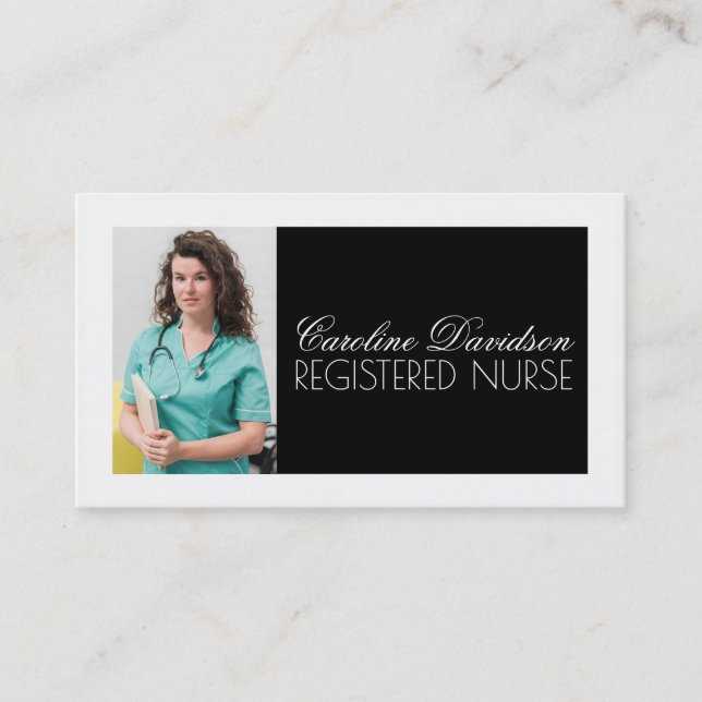 Registered Nurse Black & White Bold Design Card (Front)