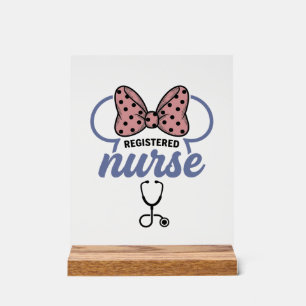 Registered Nurse Bow Stethoscope Vintage Graphic_1 Acrylic Sign
