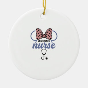 Registered Nurse Bow Stethoscope Vintage Graphic_1 Ceramic Tree Decoration