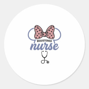 Registered Nurse Bow Stethoscope Vintage Graphic_1 Classic Round Sticker