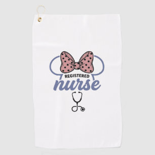 Registered Nurse Bow Stethoscope Vintage Graphic_1 Golf Towel