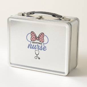 Registered Nurse Bow Stethoscope Vintage Graphic_1 Metal Lunch Box