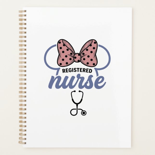 Registered Nurse Bow Stethoscope Vintage Graphic_1 Planner (Front)