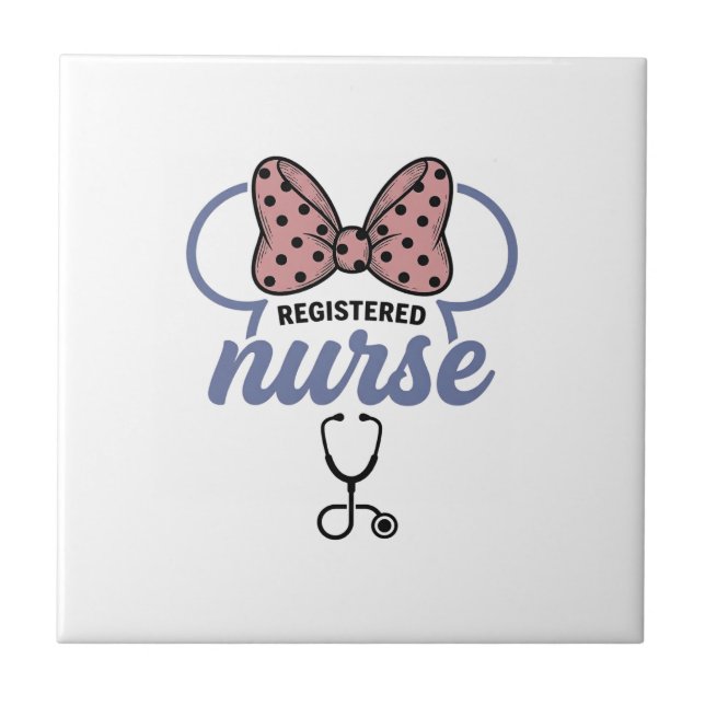 Registered Nurse Bow Stethoscope Vintage Graphic_1 Tile (Front)