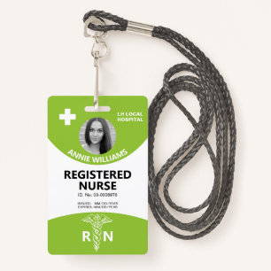 Registered nurse caduceus and logo lime photo id ID badge
