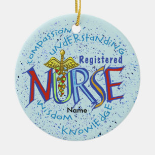 Registered Nurse Caduceus Ceramic Tree Decoration