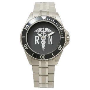 Registered Nurse Caduceus Medical Black Whie Mens Watch
