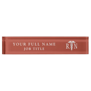 Registered Nurse Caduceus Medical Terracotta Nameplate