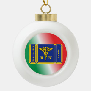 REGISTERED NURSE Caduceus Shield Ceramic Ball Christmas Ornament