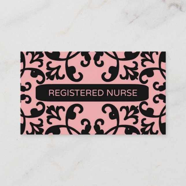 Registered Nurse Damask Business Card (Front)