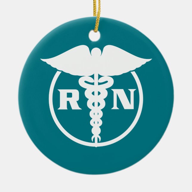 Registered Nurse Emblem Ceramic Tree Decoration (Front)