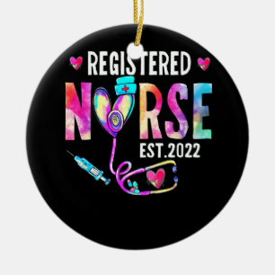Registered Nurse Est. 2022 Nursing RN Graduation Ceramic Tree Decoration