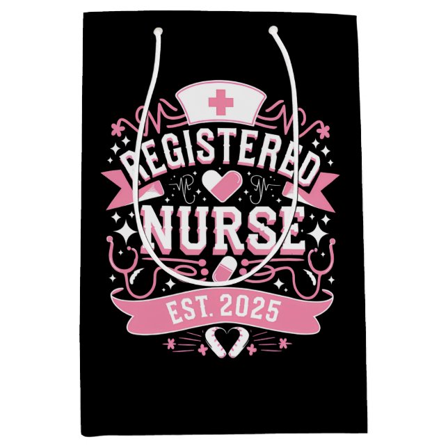 Registered Nurse Est 2025 Nursing Student Medium Gift Bag (Front)