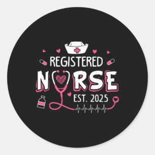 Registered Nurse Est 2025 Nursing Student Rn Gradu Classic Round Sticker