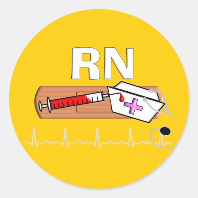 Registered Nurse Gifts "RN" Classic Round Sticker (Front)