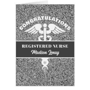 Registered Nurse Graduate Modern Silver Black Name