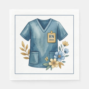 Registered Nurse Graduation Floral Design Napkin