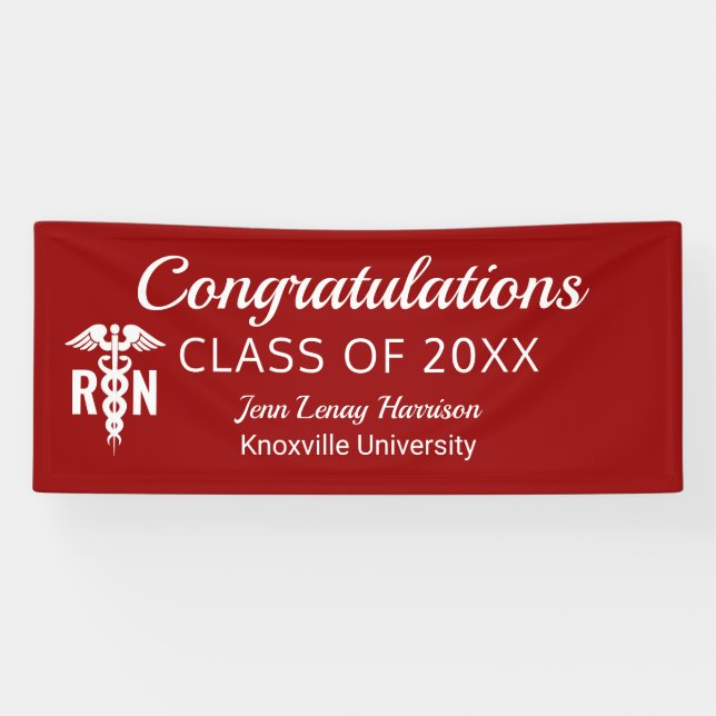 Registered Nurse Graduation Medical Red Custom Banner (Horizontal)