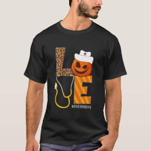 Registered Nurse Halloween Pumpkin Leopard Love Nu T-Shirt