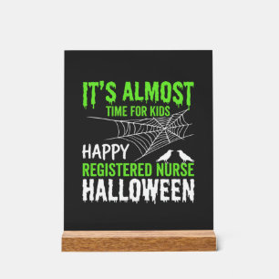 Registered Nurse Halloween Spiderweb and Raven Acrylic Sign
