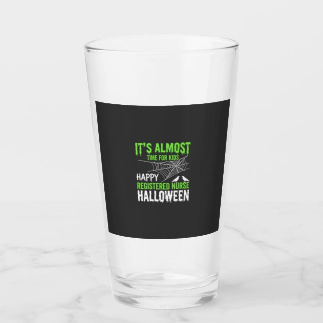 Registered Nurse Halloween Spiderweb and Raven Glass (Front)