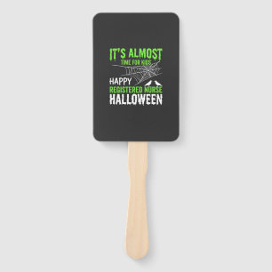Registered Nurse Halloween Spiderweb and Raven Hand Fan