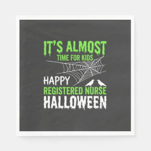 Registered Nurse Halloween Spiderweb and Raven Napkin
