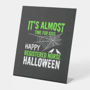 Registered Nurse Halloween Spiderweb and Raven Pedestal Sign