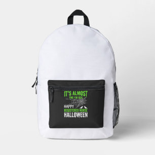 Registered Nurse Halloween Spiderweb and Raven Printed Backpack