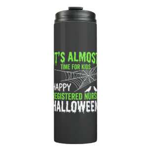 Registered Nurse Halloween Spiderweb and Raven Thermal Tumbler