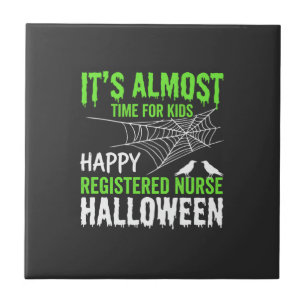 Registered Nurse Halloween Spiderweb and Raven Tile