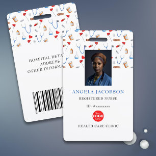 Registered Nurse Healthcare Logo Barcode ID Badge