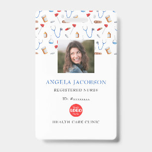 Registered Nurse Healthcare Logo Barcode ID Badge