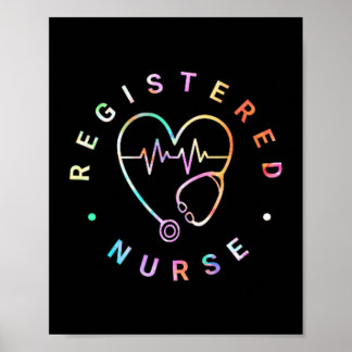 Registered Nurse Heart Beat Tie Dye Rn Nursing Poster
